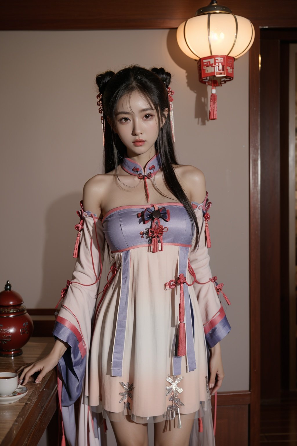 masterpiece,best quality,extremely detailed 8K wallpaper,pov,1girl,Gufeng,looking at viewer,traditional_chinese_room,