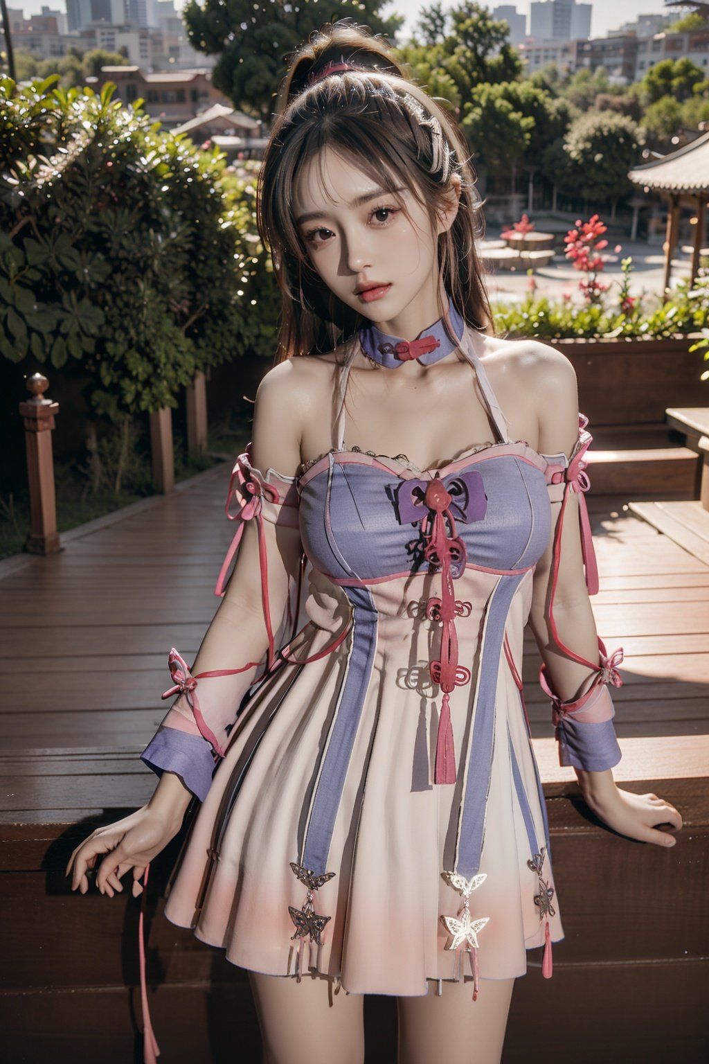 masterpiece,best quality,extremely detailed 8K wallpaper,pov,looking at viewer,outdoors,1girl,Gufeng,<lora:亚洲少女moli2.0:1:lbw=1,0,0,0,0,0,0,0,1,1,1,0,0,0,0,0,0>,