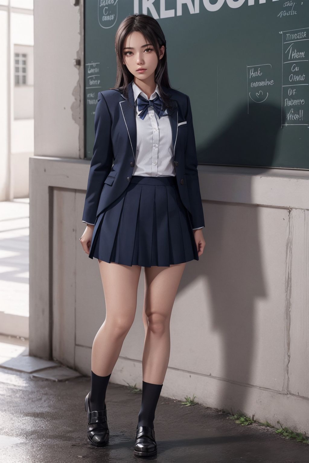 1girl,ultra Realistic, Extreme beautiful Detailed, (full body1.2), school uniform, 