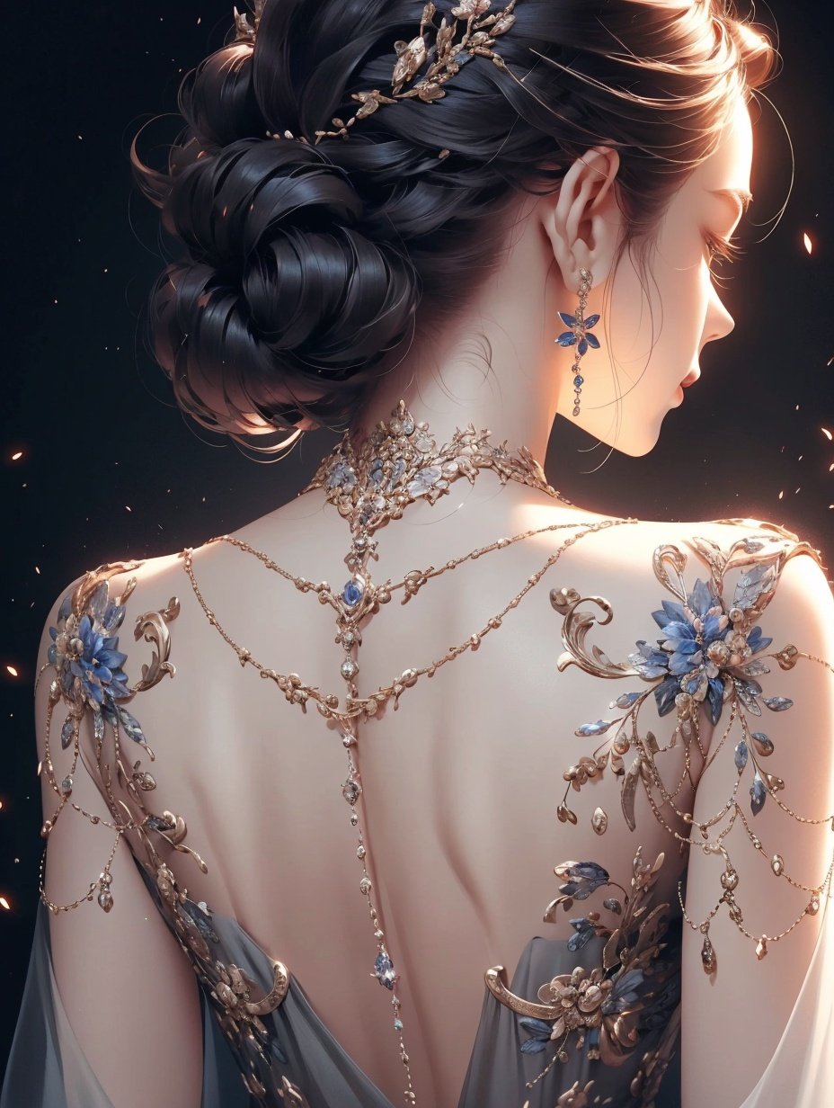  Best quality, 8k,cg,nape,Back close-up