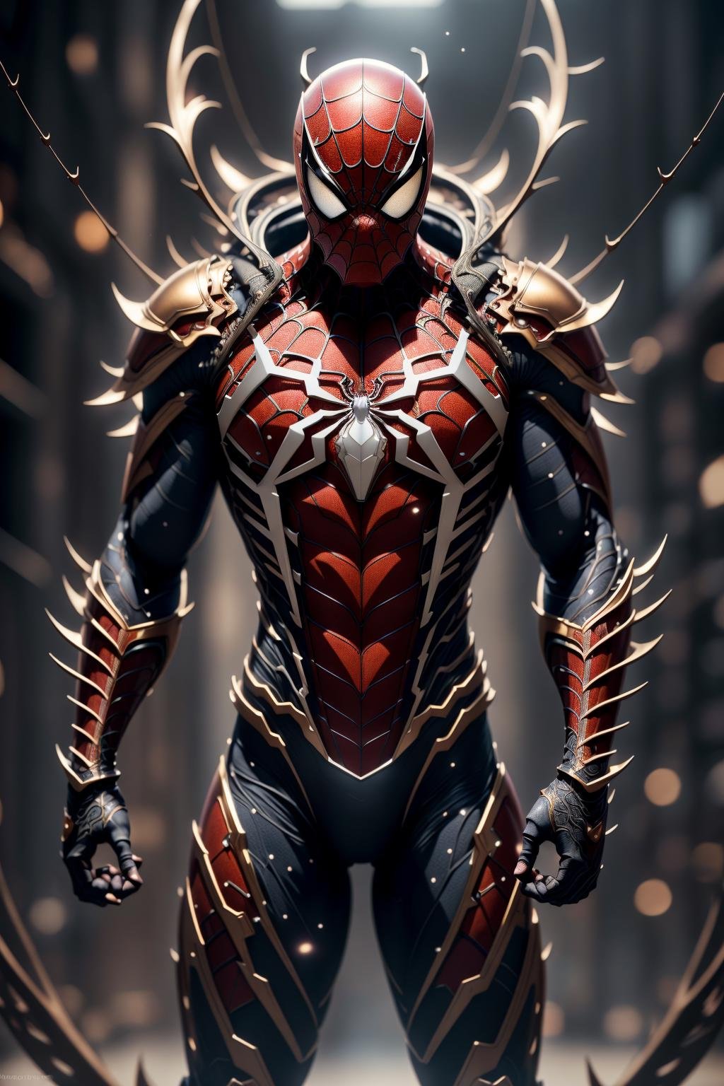 <lora:armspiderverse_v2:1> armspiderversemasterpiece, best quality, intricate details, highly detailed raw photography, photorealism, photorealistic, soft focus, Real-Time Ray Tracing, cinematic lighting, large-scale, 8k-perfect-octane1boy, bodysuit, spider web print, armor, Hands behind back, suggesting confidence or restraint, glowing eyes, perfect sharp eyes, sharp focuskitchen background