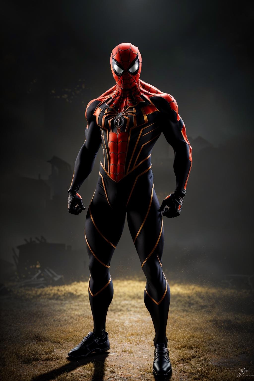 <lora:armspiderverse_v3:1> armspiderversemasterpiece, highly detailed 8k raw photo, best quality, volumetric lighting and shadows, render in arnolda man in ninja spidersuit, (Hands in pockets, displaying a casual attitude:1.2)barn background    
