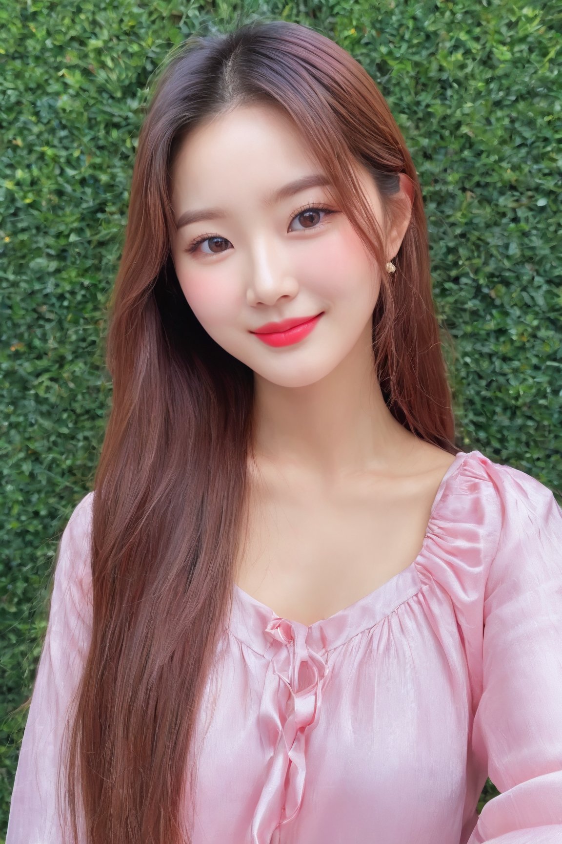 (cute,adorable,beautiful,pretty,charming,lovely,stunning) korean girl, (cute,adorable,charming) smile, (detailed,expressive,mesmerizing) eyes, (rosy,pink) lips, (soft,smooth,flawless,glossy) skin, (long,silky) hair, (fashionable,trendy) outfit, (stylish,elegant) pose, (natural,bright) lighting, (vivid,lively) colors, (fine,detailed) brush strokes, (high resolution,ultra-detailed) artwork, (photo-realistic,realistic) rendering, (artistic,creative) background, (shallow depth of field,bokeh) effect, (captivating,adorable) expression, (youthful,innocent) beauty, (close-up,detail-focused) composition, (traditional,modern) Korean aesthetics, (portrait,character) study, (charming,appealing) face, (confident,radiant) personality, (feminine,graceful) features, (playful,joyful) atmosphere, (positive,happy) vibes