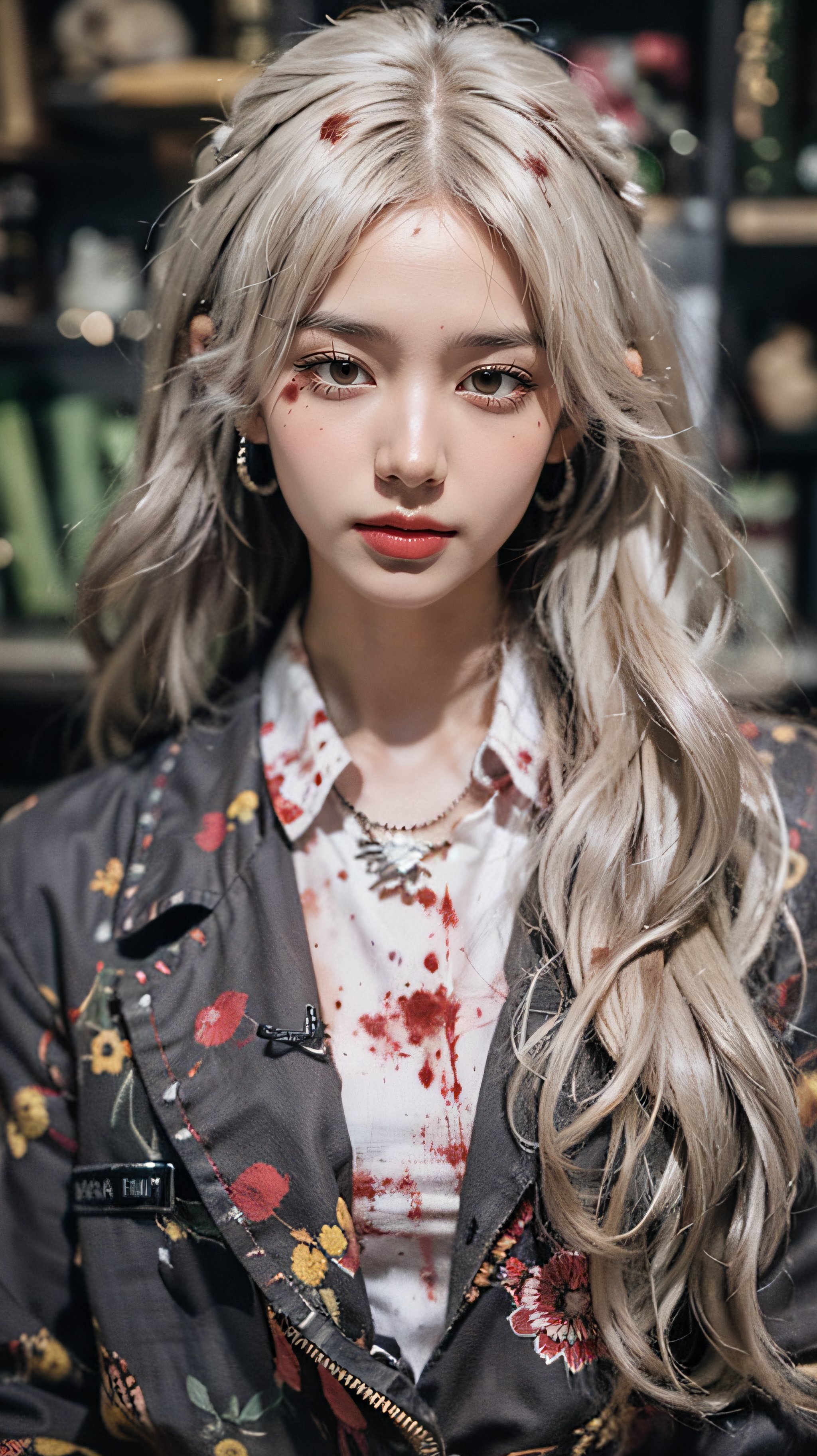 masterpiece,best quality,blood,blood_on_clothes,blood_splatter,1girl,blood_on_face,long_hair,solo,looking_at_viewer,lips,white_hair,blood_stain,upper_body,, bird, 1girl, seagull, jewelry, dove, hair_bun, earrings, music, solo, cloud, day, black_hair, closed_eyes, sky, crow, 8K,Best quality, masterpiece, ultra high res, (photorealistic:1.4), raw photo, (Authentic skin texture:1.3), (film grain:1.3), (selfie angle),1girl,beautiful detailed eyes and face,masterpiece, best quality,close-up,upper bod,  <lora:FilmGX4:1.2>
