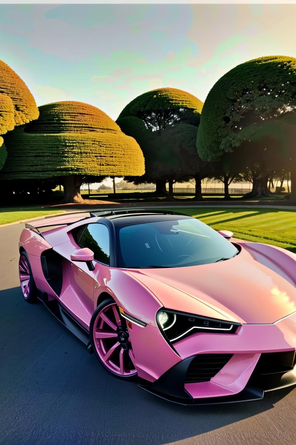 <lora:futkar_v1:1> futkarmasterpiece, highly detailed photorealistic 8k raw photo, best cinematic quality, volumetric lighting and shadows, sunday lightingCotton Candy Pink car, (telephoto shot:1.2)(__All/bakcground__ background:1.2)