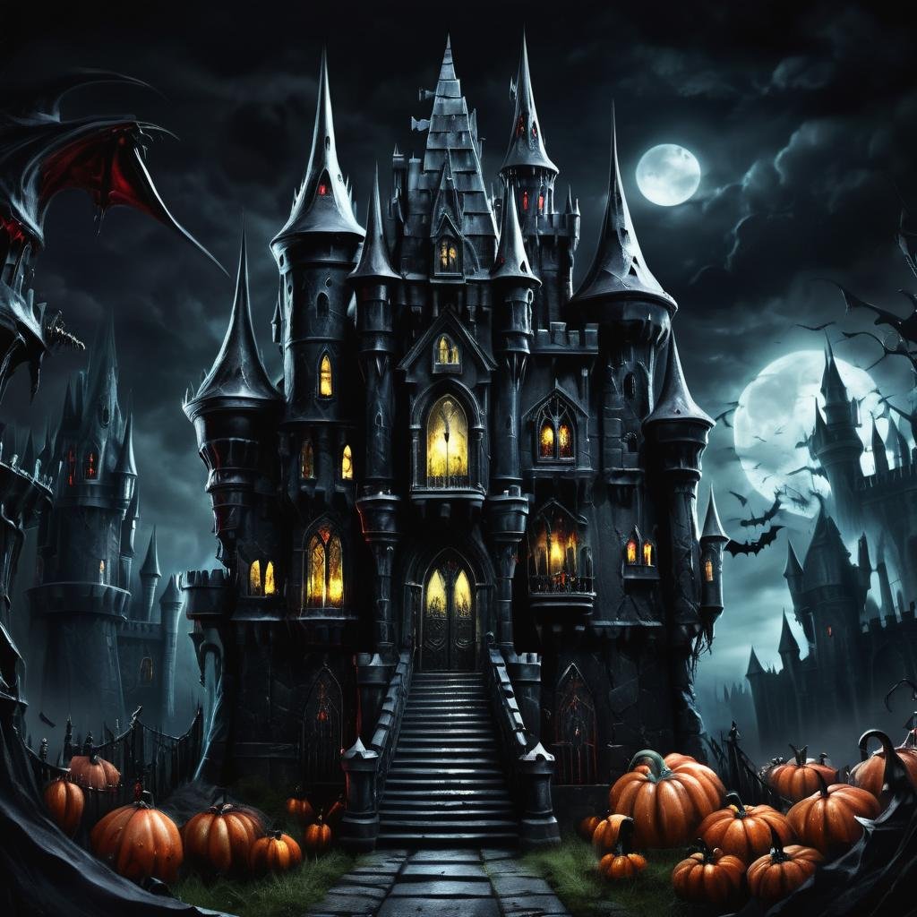 ((realistic,digital art)), (hyper detailed),h4l0w3n5l0w5tyl3DonMD4rk Vampire's Castle, Ominous, Haunted, Coffins, Vampire's Lair Lighting, Dark Fantasy,   <lora:h4l0w3n5l0w5tyl3DonMD4rk-XLv1:1>