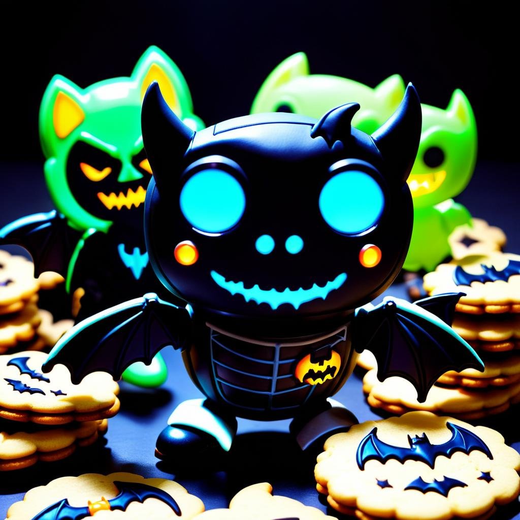 Robot, Suspenseful, Bat-shaped Cookies, Eerie Glow, Watching Classic Horror Films,