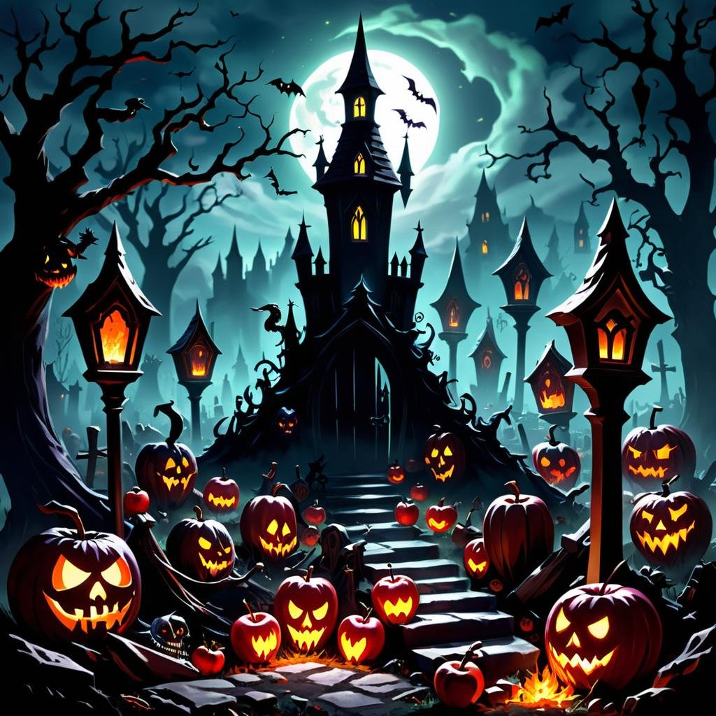 Ghoulish Graveyard, Witchy, Witches' Brooms, Poison Apple, Cursed Torchlight, Witches and Wizards