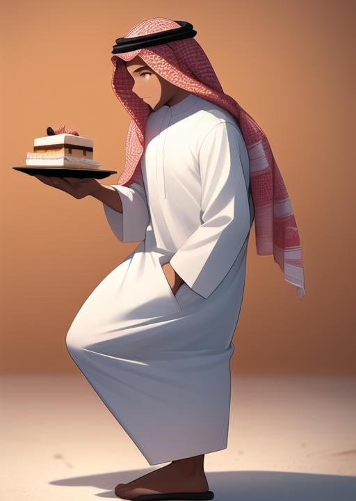 <lora:thob-08:1> thob, 1man, dessert background, full body, masterpiece, best quality