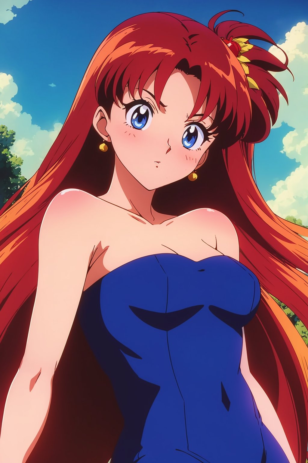 beautiful red hair queen , 90s anime