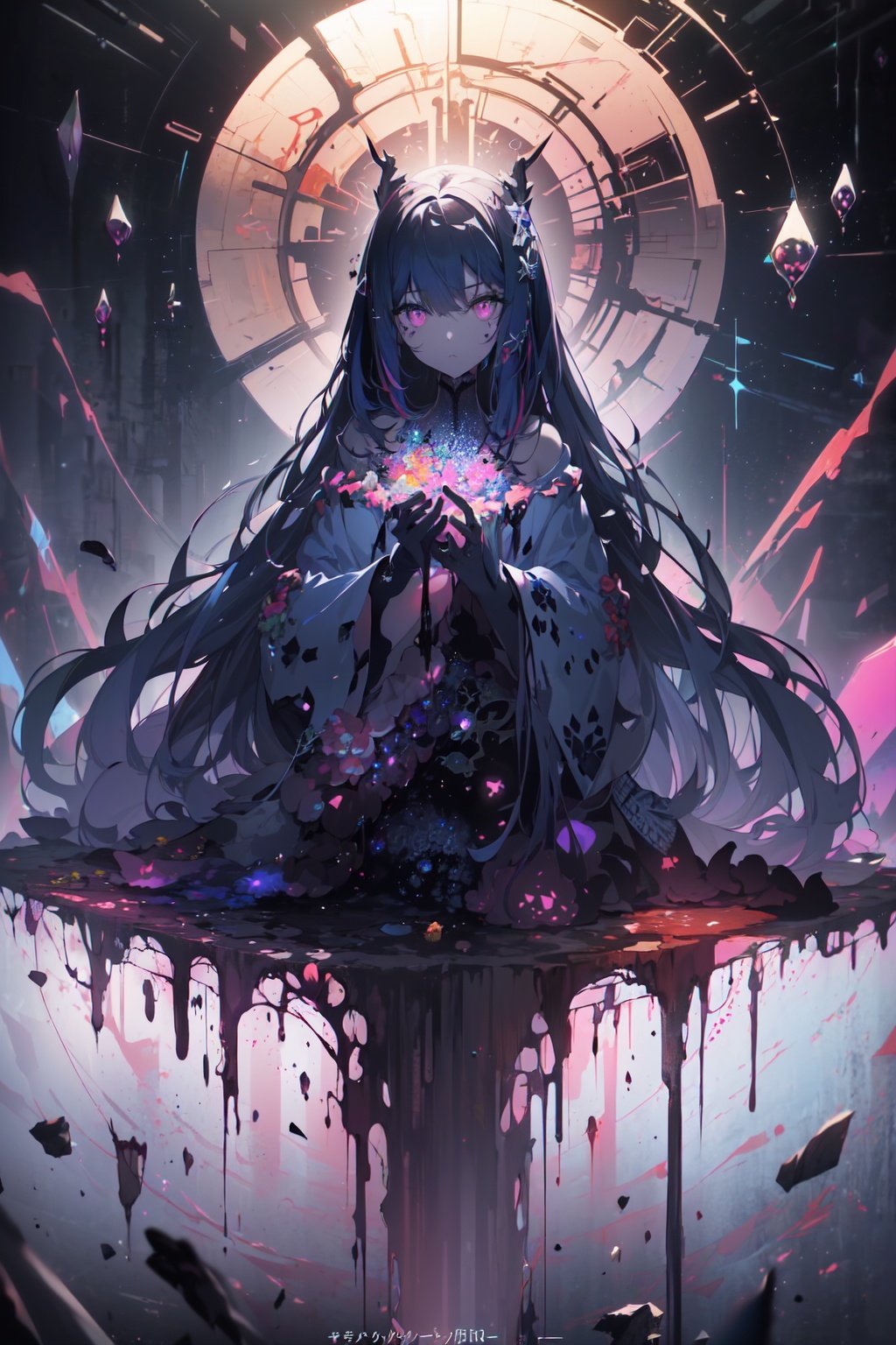 (absurdres, highres, ultra detailed),1girl,solo,extremely detailed eyes,(official art, beautiful and aesthetic:1.2),(rot,bacteria,Bubbles,mysterious,dark art,erosion,fractal art :1.3),colorful,horror,highest detailed,<lora:月影蔷薇:1>,