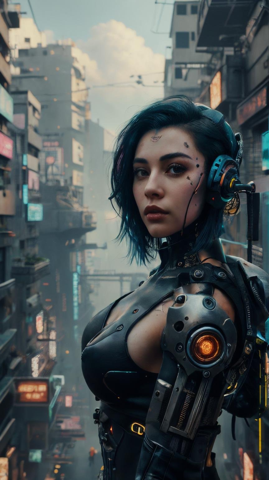 <lora:C7b3rp0nkStyle:1>RAW Photo of CyberpunkWorld woman, cyberpunk style, photorealistic, (Masterpiece:1.3) (best quality:1.2) (high quality:1.1)