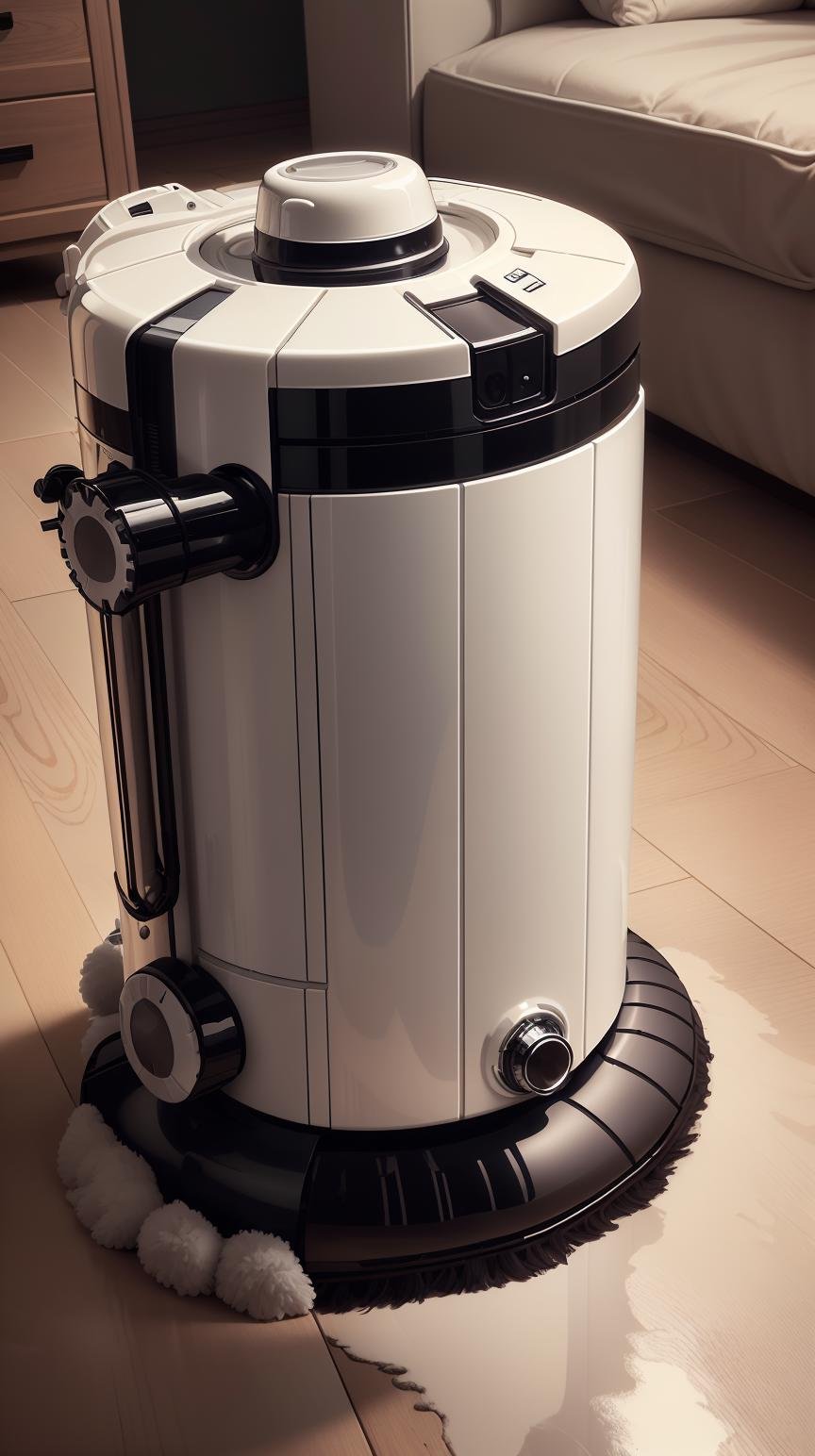 <lora:TheEmpireStyle:1> TheEmpireStyle, white, Canister vacuum, hi-tech plastic