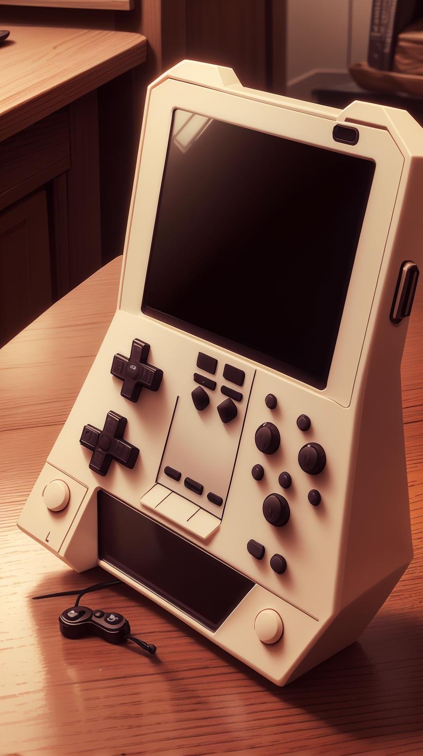 <lora:TheEmpireStyle:1> TheEmpireStyle, white, handheld game console, hi-tech plastic