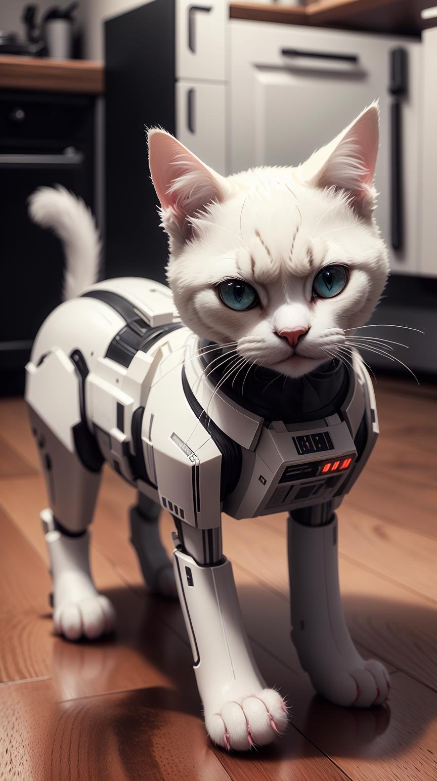 <lora:TheEmpireStyle:1> TheEmpireStyle, white, cat, hi-tech plastic