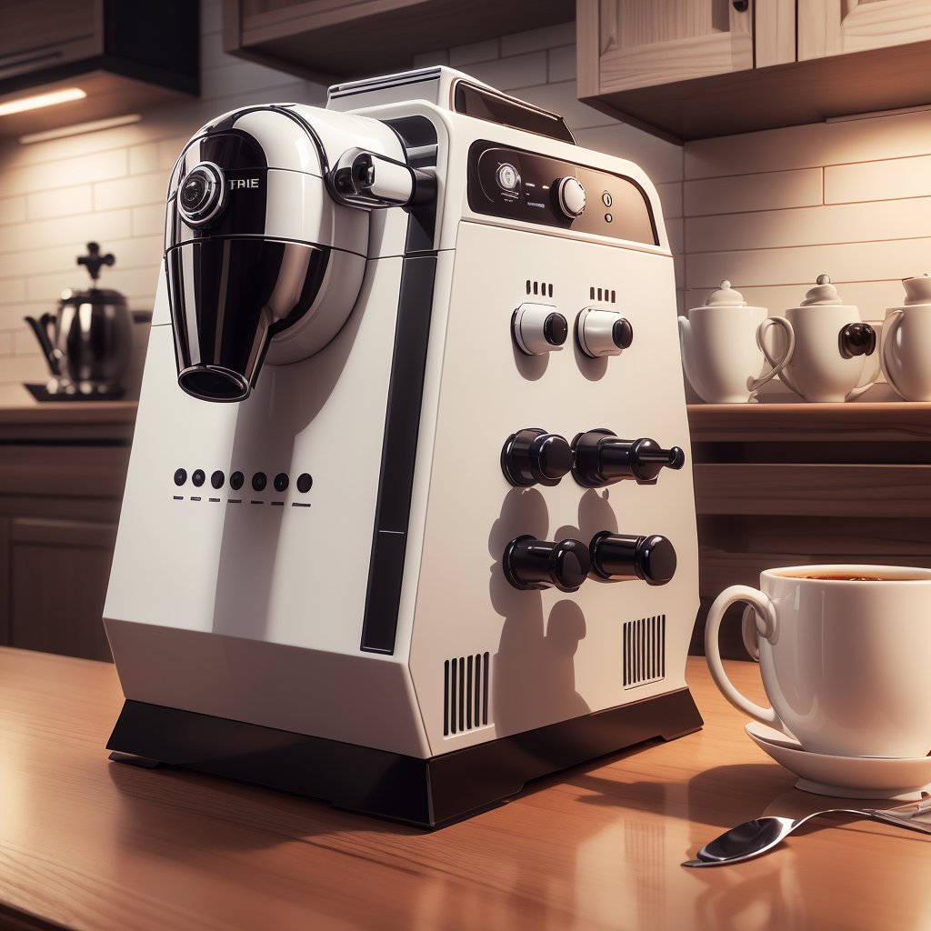 <lora:TheEmpireStyle:1> TheEmpireStyle, white, coffee machine, hi-tech plastic  