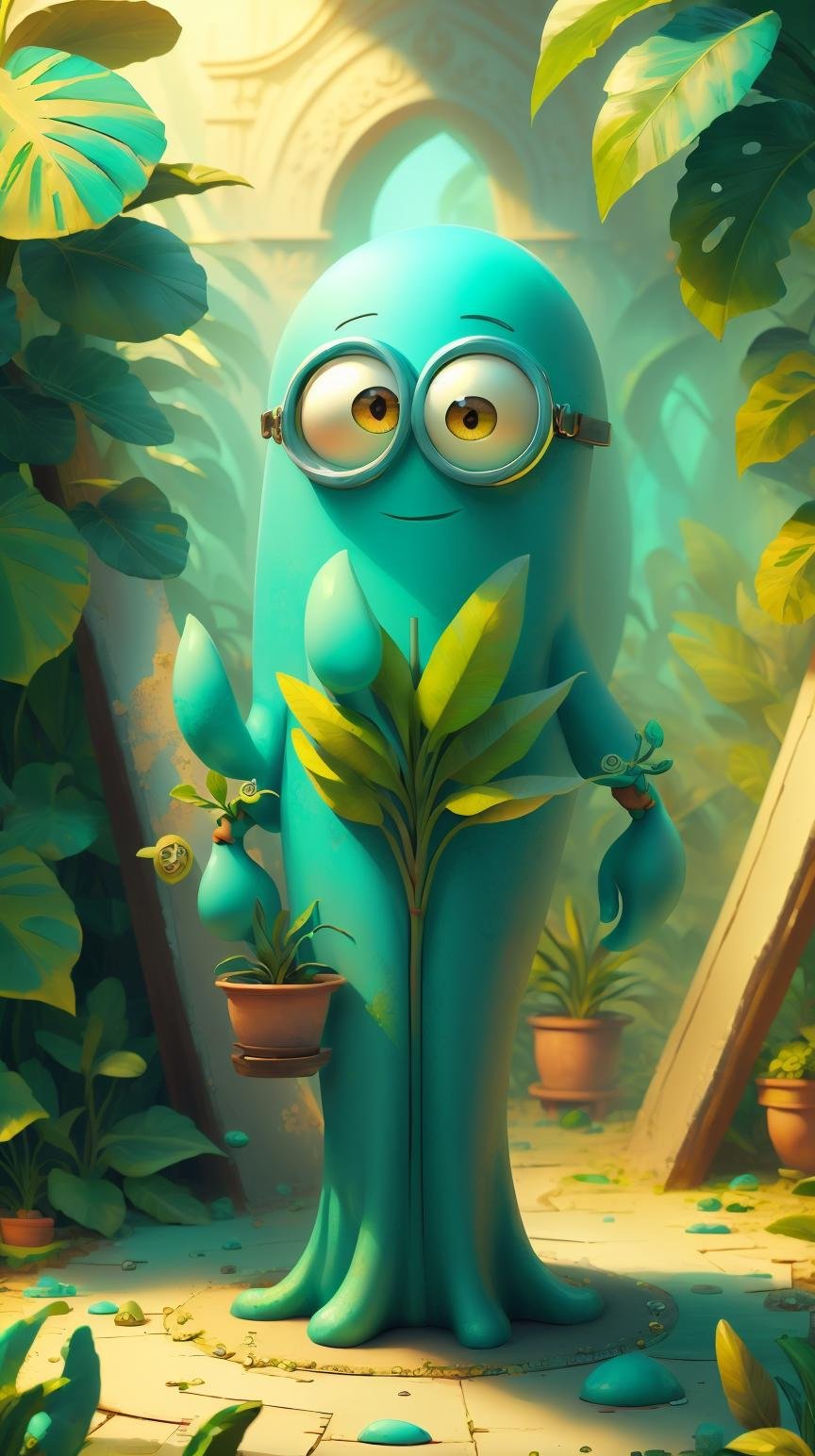 <lora:MinionStyle:1.25> MinionStyle Turquoise Plants, (Masterpiece:1.3) (best quality:1.2) (high quality:1.1)