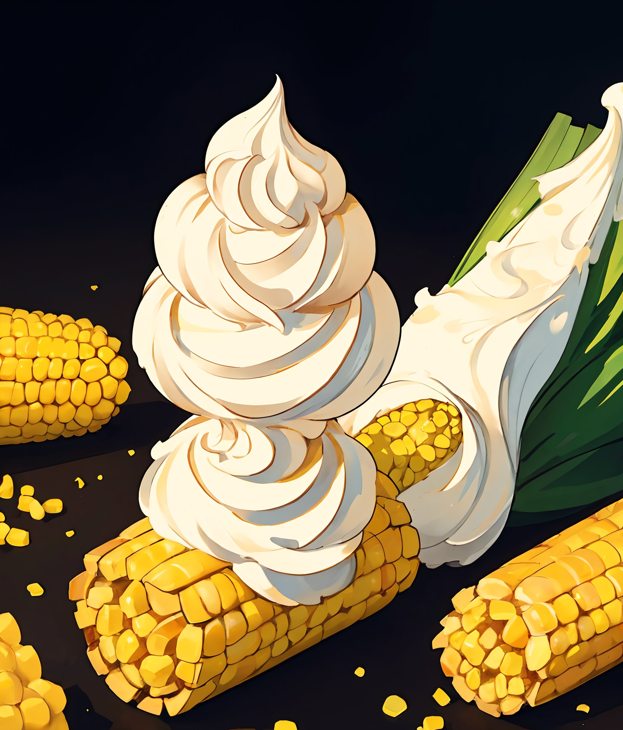<lora:WhippedCreamTopStyle:0.2> WhippedCreamTopStyle corn on the cob