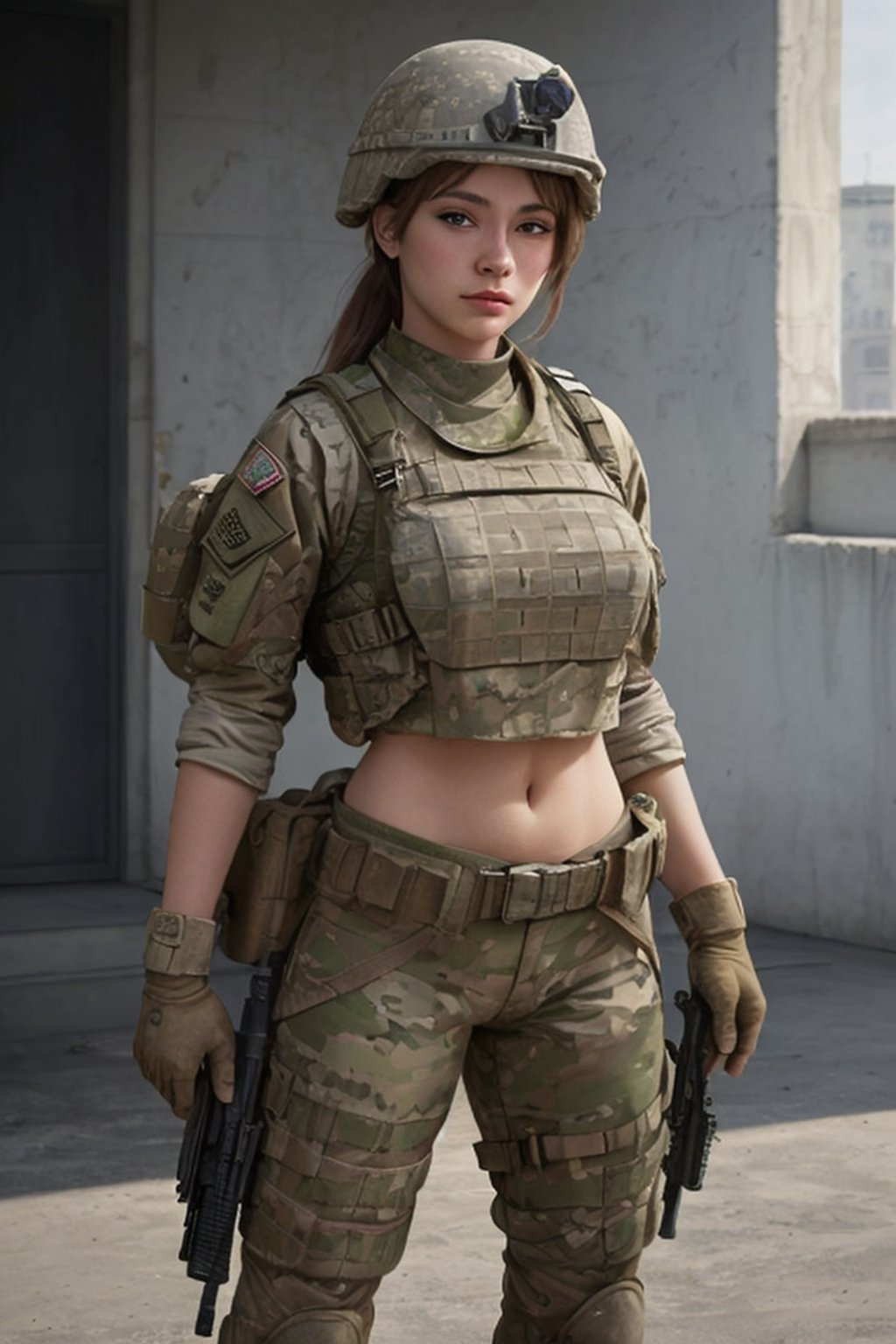 photorealistic, beautiful, masterpiece, 1 girl, full_gear_soldier