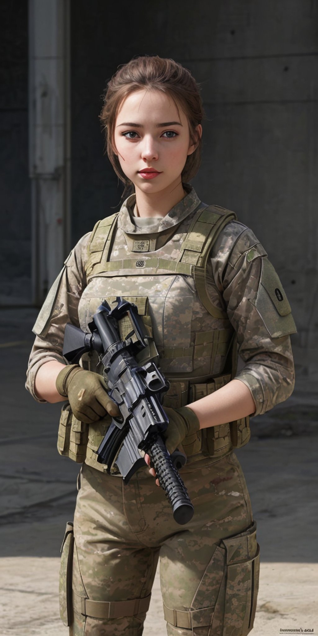 photorealistic, beautiful, masterpiece, 1 girl, full_gear_soldier