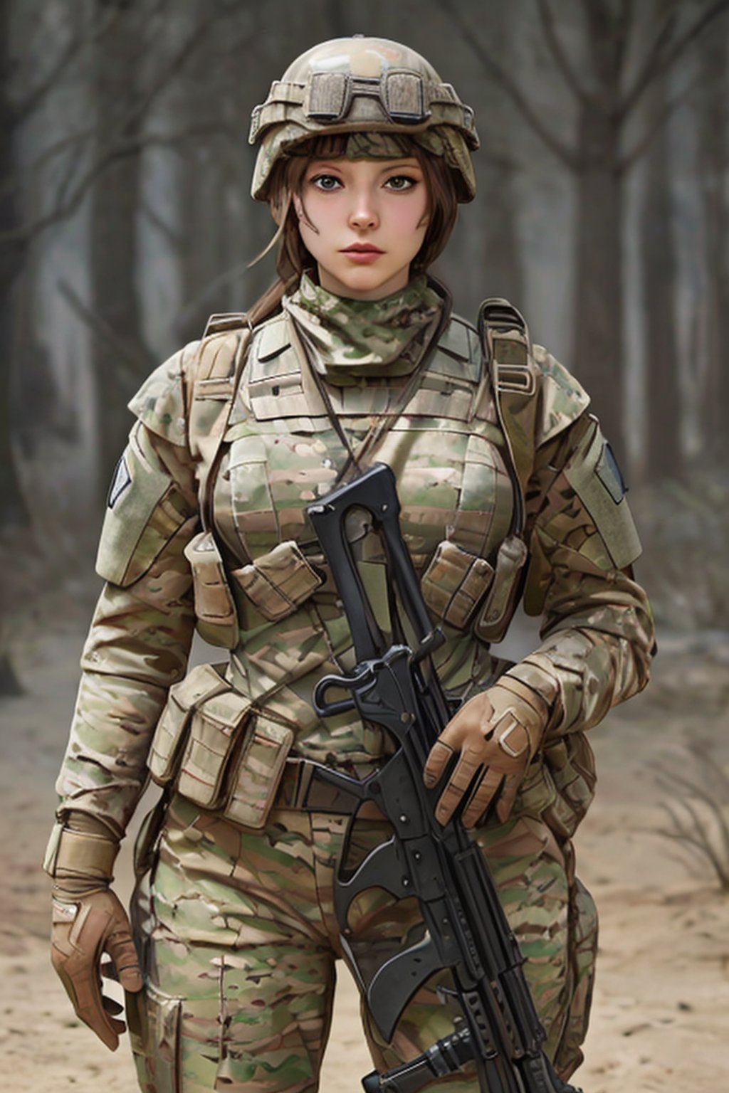 photorealistic, beautiful, masterpiece, 1 girl, full_gear_soldier