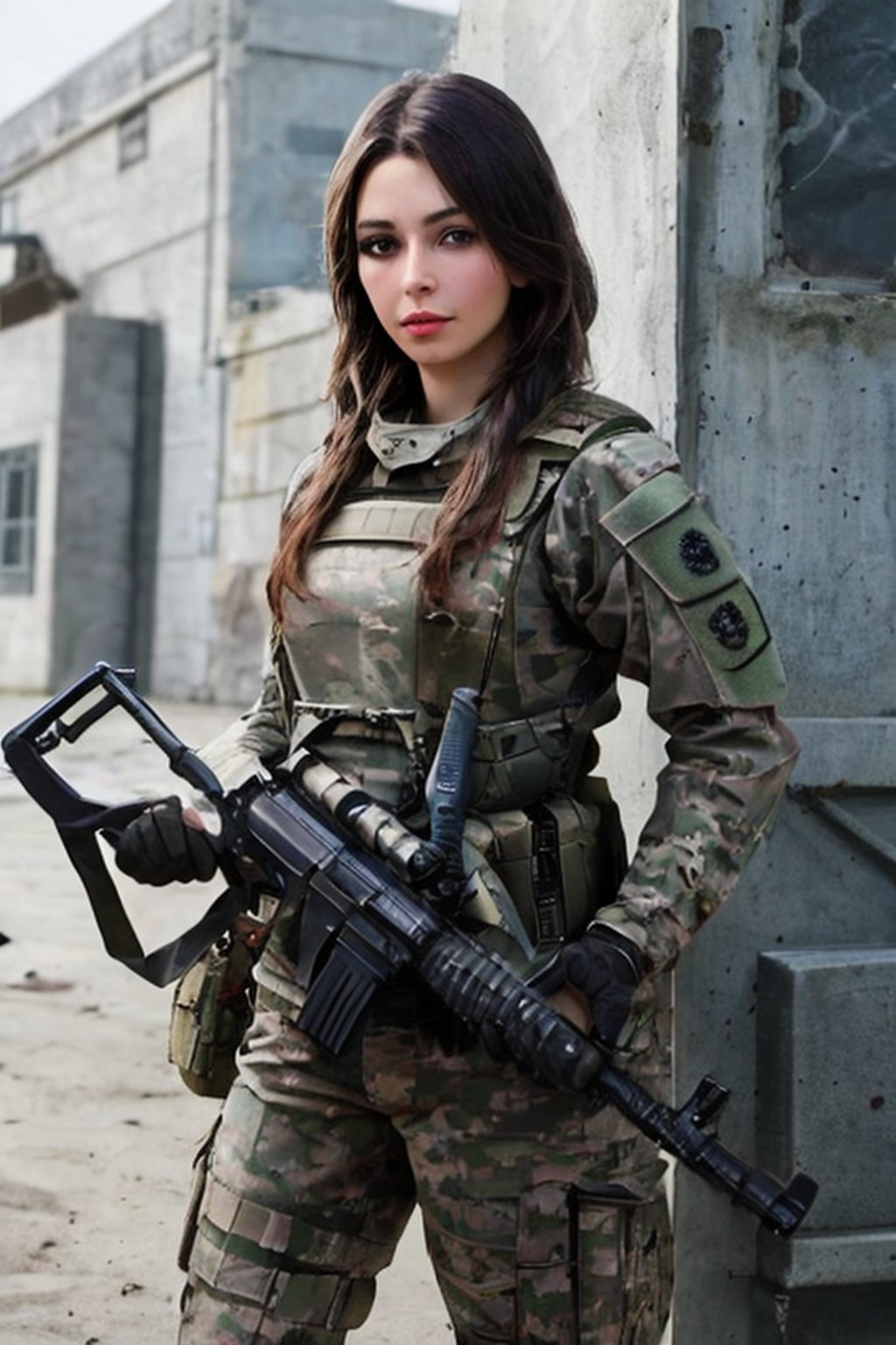 photorealistic, beautiful, masterpiece, 1 girl, full_gear_soldier,