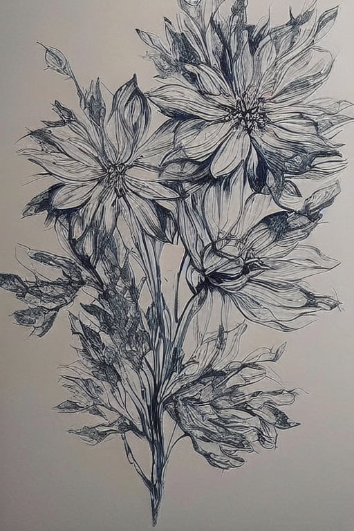 flowers , ink_art, ink style