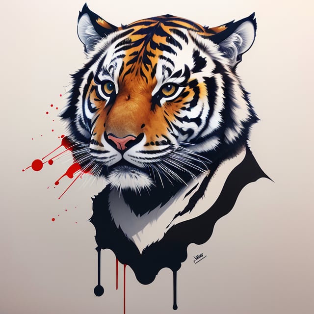 tiger, ink_art, ink style