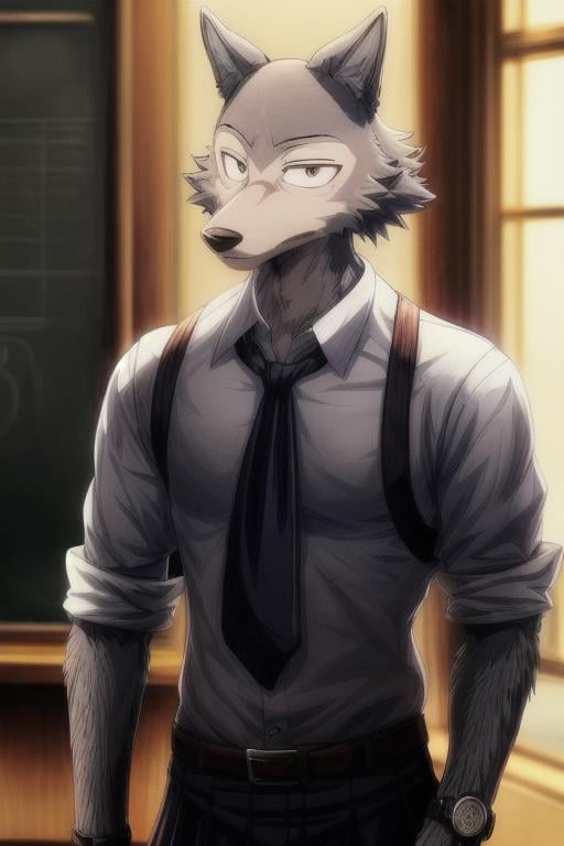 ((masterpiece)),((bestquality)),8k,high detailed,ultra-detailed, depth of field, wide angle,1boy, legoshi, <lora:Legoshi_Lora:1.1>,((gray_wolf_boy)),male focus, solo, handsome face,Stylish Pose, soft lighting,watch to the viewer, school uniform, yiff, ((cinematic shot)) <lora:add_detail:1>, <lora:weight_slider_v2:-1>