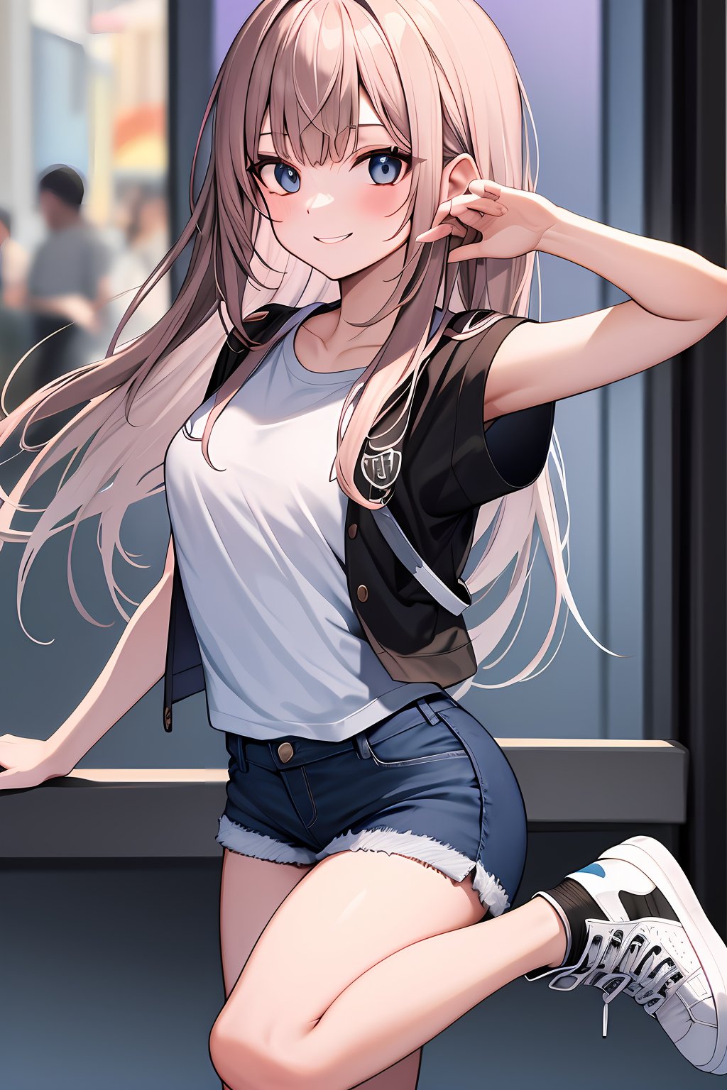 (absurdres, highres, ultra detailed, high resolution: 1.1)
BREAK
1 girl, solo, smile, on the amusement park,
BREAK
T-shirt, short shorts, sneakers,
BREAK
nice hands, perfect hands,