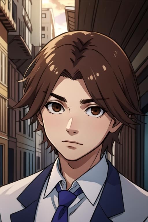 masterpiece, best quality, illustration, 1boy, solo, male focus, looking at viewer, , depth of field, , , <lora:seidou_takizawa:0.70>, seidou_takizawa, brown hair, brown eyes, , Time travel,