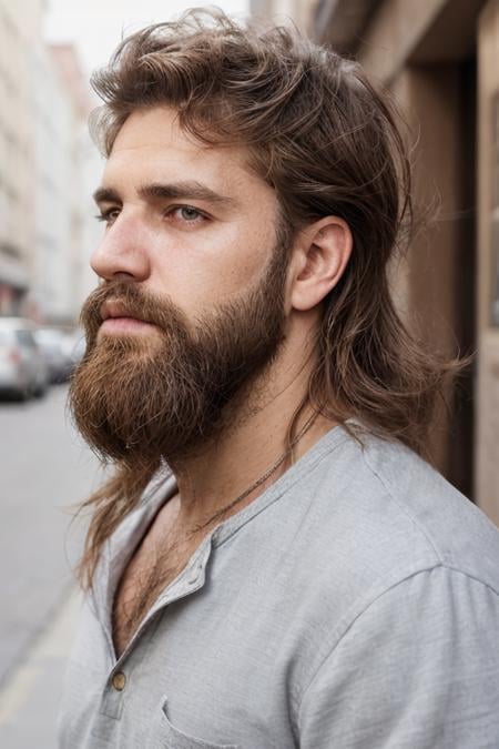 (street fashion photography:1.0)a photo of a 30 yo man with unstyled hair and a beard <lora:polyhdron_all_in_one_eyes_hands_skin_fin:0.5>