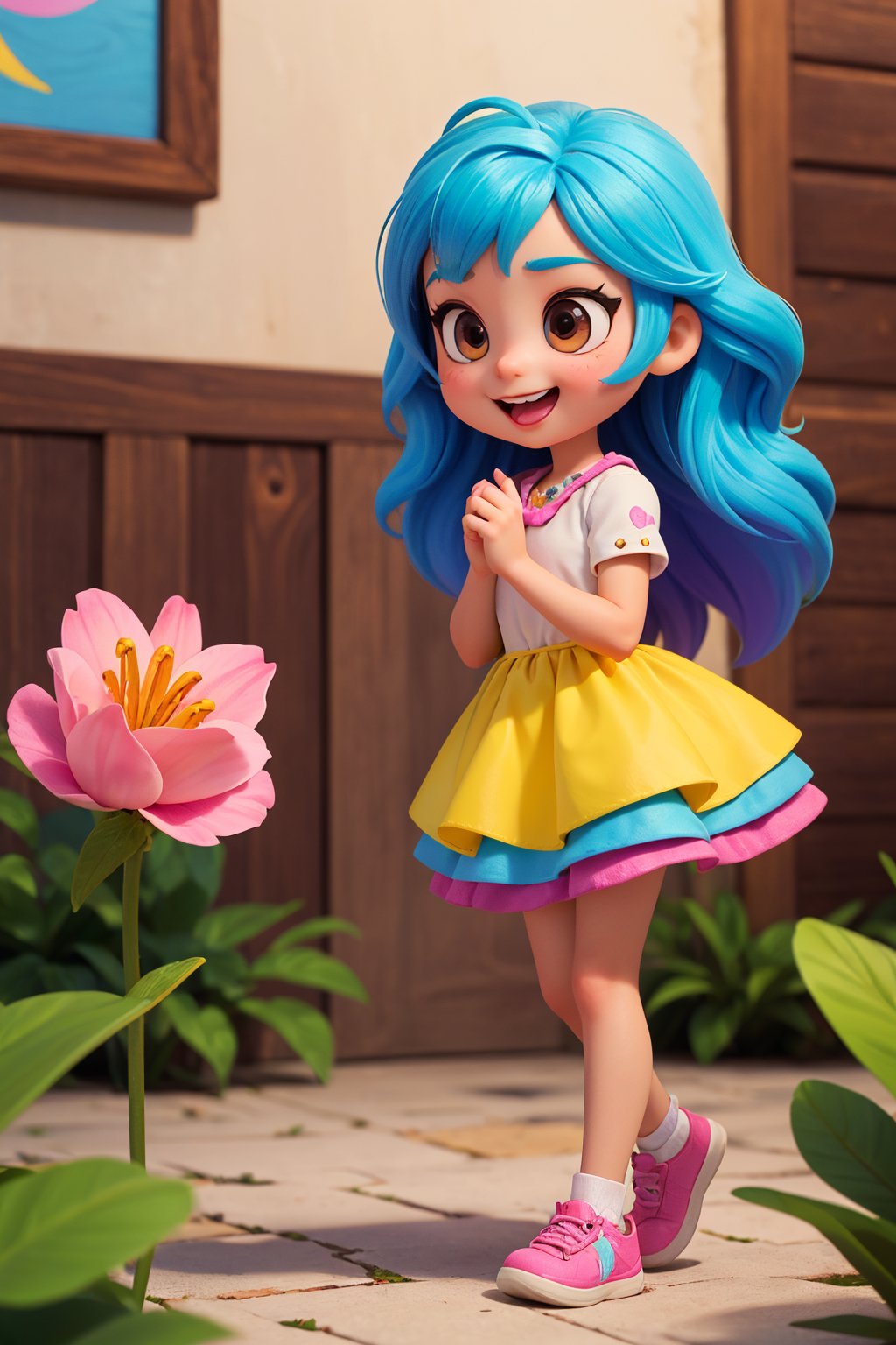 (Child character:1.2),  (Colorful personality:1.3),  Meet Lily,  a cheerful little girl with a vibrant personality and a unique twist – her hair shimmers in all the colors of the rainbow. Her warm brown eyes radiate curiosity and kindness,  making her a truly endearing character with a captivating appearance.