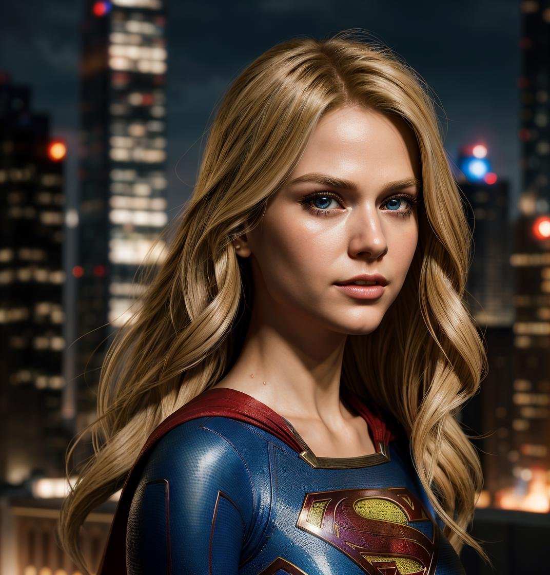 Supergirl , hero, hair long blonde, ((masterpiece)), ((best quality)), (ultra-detailed), absurdres, extremely detailed CG unity 8k wallpaper,Accurate describe shapes, (realistic), beautiful face, detailed hands, expressive eyes, upper body, ((close-up)), solo, city, scenery, dramatic light, (standing, superhero) , ((masterpiece)), absurdres, HDR <lora:epi_noiseoffset2:0.7>