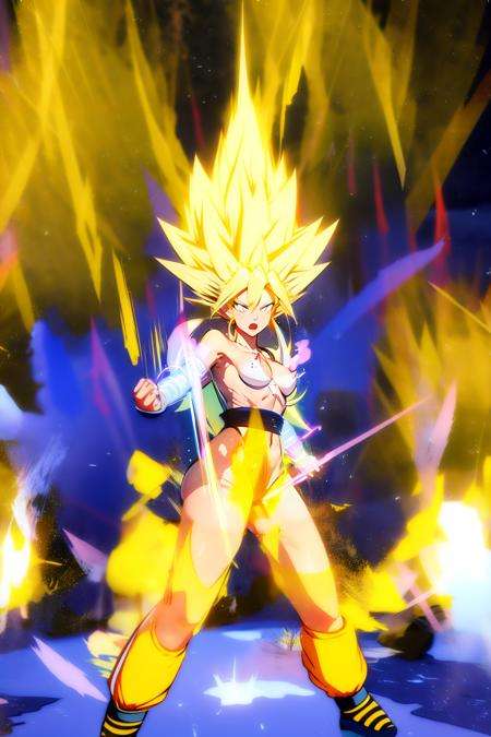 <lora:DBKiCharge:0.1> Ki Charge, aura, fighting stance, yellow aura, 1girl, solo  ,  <lora:SuperSaiyanHair:0.1> SuperSaiyan, blonde hair, super saiyan, spiked hair, aura, electricity, long hair,  <lora:clothing_explosion_lora01:1>, nude, torn clothes, <lora:hengao_teio_v1:1> hengao_teio, 