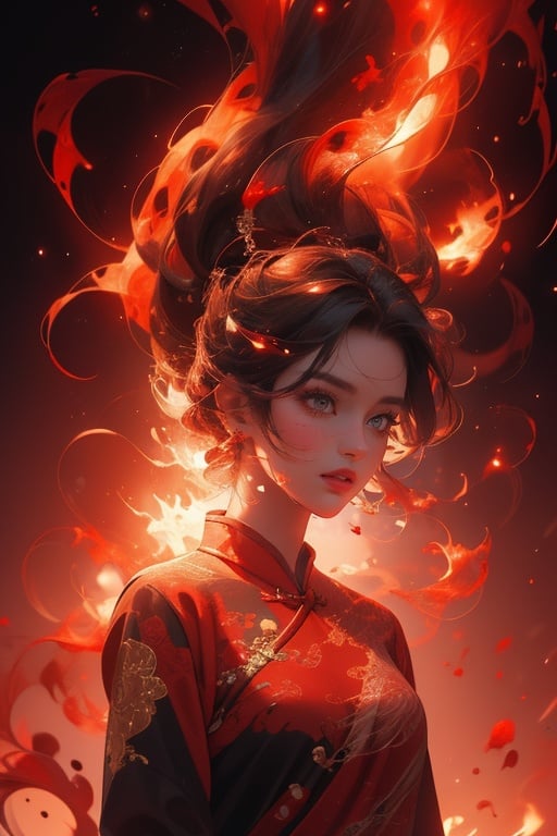 masterpiece,best quality,ultra-detailed,photorealistic,realistic,photography,1girl,fire,solo,burning,embers,solo,floating hair,over the sea,red theme,smoke,md,long_sleeves,<lora:mdhuo1-000005:0.6>,chinese clothing,<lora:mdhuo1-000005:0.5>,upper body,