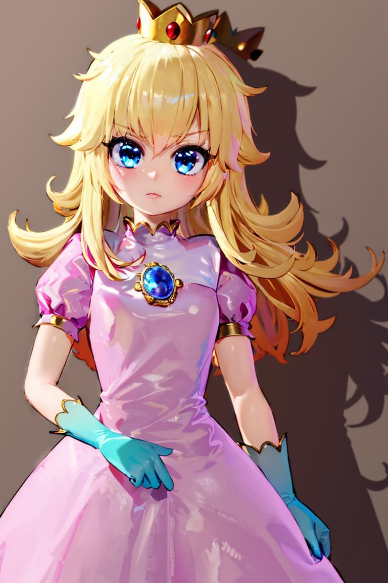 <lora:Mantis_Style:0.8>, (masterpiece, best quality), 1girl,    <lora:princesspeach-lora-nochekaiser:1> princess peach, blonde hair, blue eyes, long hair, crown, dress, gem, gloves, pink dress, puffy short sleeves, puffy sleeves, short sleeves, white gloves,