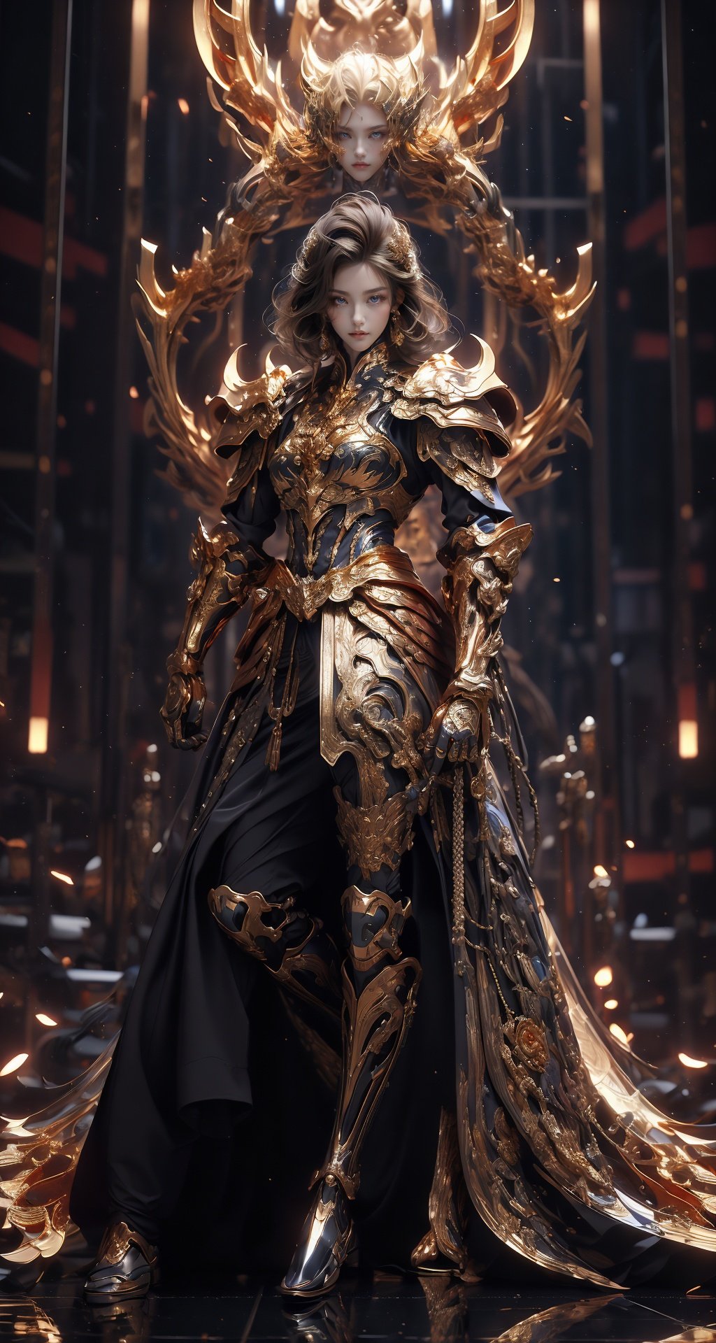  mid age land, golden hair, beautiful eyes,long leg, beatiful hand, ,boots, swords, heijing1, delicate\(armor\), heijing1