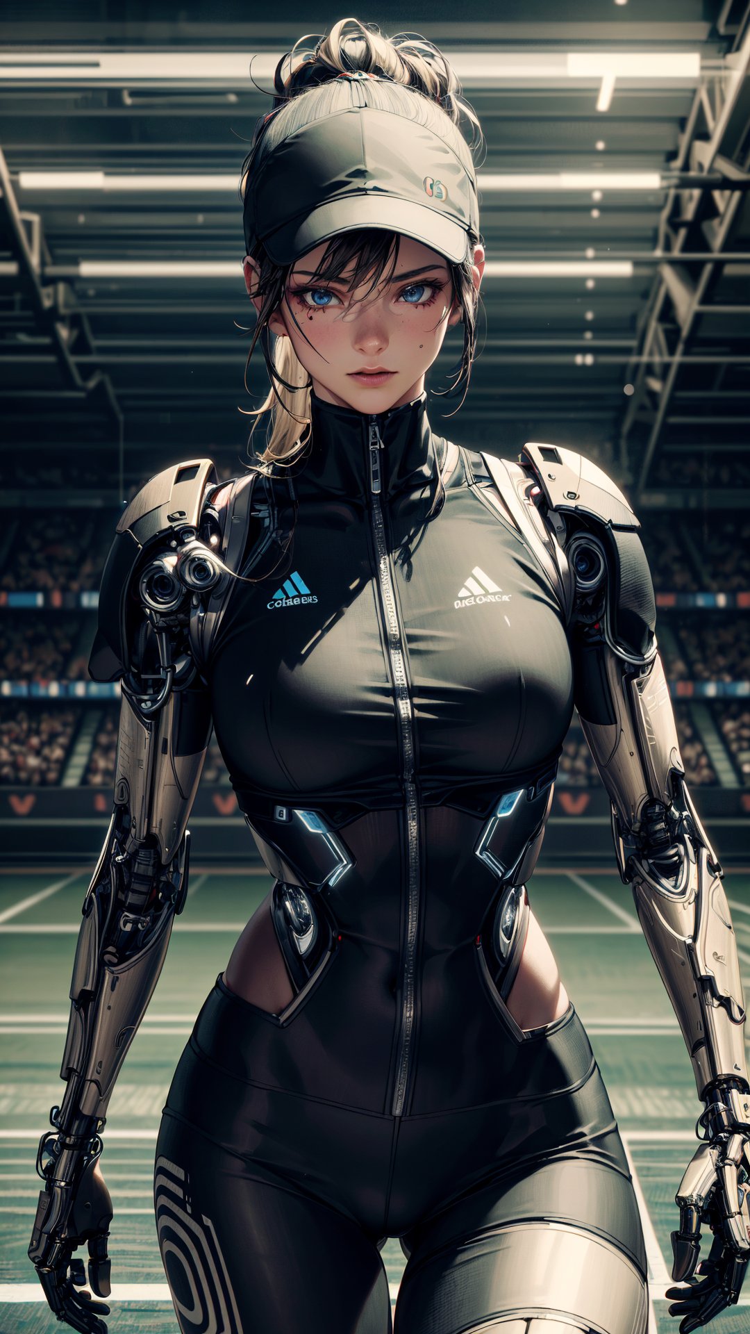 (4k), (masterpiece), (best quality),(extremely intricate), (realistic), (sharp focus), (cinematic lighting), (extremely detailed), 

A girl cybernetically enhanced athlete competing in a futuristic sport.

,hackedtech