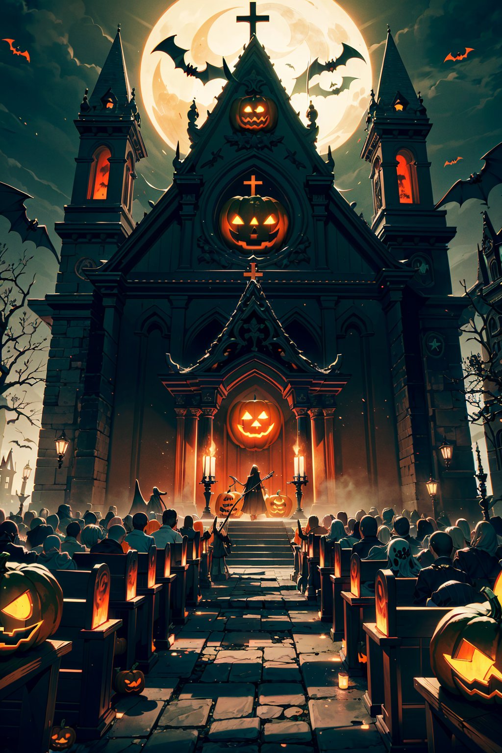 (masterpiece, top quality, best quality, beautiful and aesthetic), extremely detailed, hyper realistic, (Cinmatic:0.4), (Dark and intense:1.2), (halloween theme:1.3), (grim reaper:1.3), (scythe:1.3), (church:1.3), (moonlight:1.3), wide shot, detailed face, 
"high tech grim reaper holding a high tech long baroque scythe, standing under moolight, background is futuristic church, halloween theme, action_pose, More Detail, 

action scene, ultrarealism, cinematic, ultra high definition, hyper realistic, high detailed, 8K, intricate details, artstation, wallpaper, official art, splash art, sharp focus, (Slightly Cinematic), SAI Enhance, cinematic still, beautiful and aesthetic:1.2), extremely detailed, (fractal art:1.2), colorful, highest detailed, (zentangle:1.2), (many colors:1.4), highly detailed, high budget, bokeh, cinemascope, epic, gorgeous, film grain, grainy, breathtaking, award-winning, professional, highly detailed, dark atmosphere, neon lights, digital painting, concept art, smooth, sharp focus, illustration, hyperrealistic, photorealism, octane render, dripping paint, 3d style, 3d, 4_fingers, no_fingers,demonictech