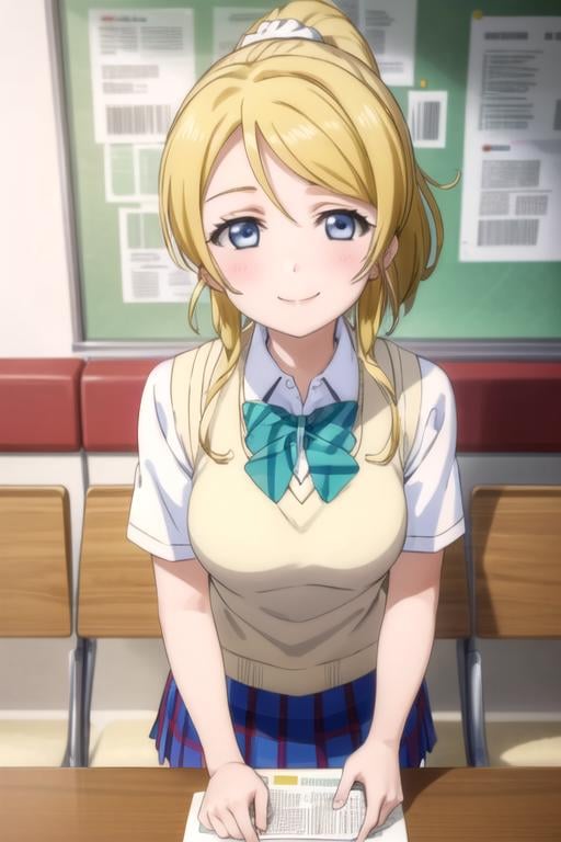 (((pixel-perfect, detail-perfect))), solo, 1girl, <lora:eri-lovelive-01:0.8>, eri ayase, school uniform, looking at viewer, smile