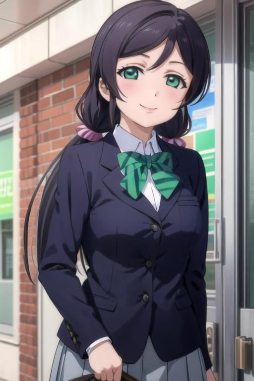 (((pixel-perfect, detail-perfect))), solo, 1girl, <lora:nozomi-lovelive-01:0.8>, nozomi toujou, school uniform, looking at viewer, smile