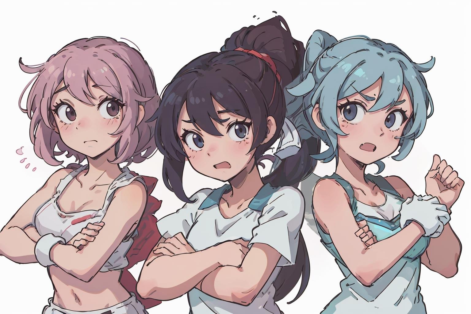 (best quality:0.8) perfect anime illustration, mischievous rebellious group of friends at the tennis court