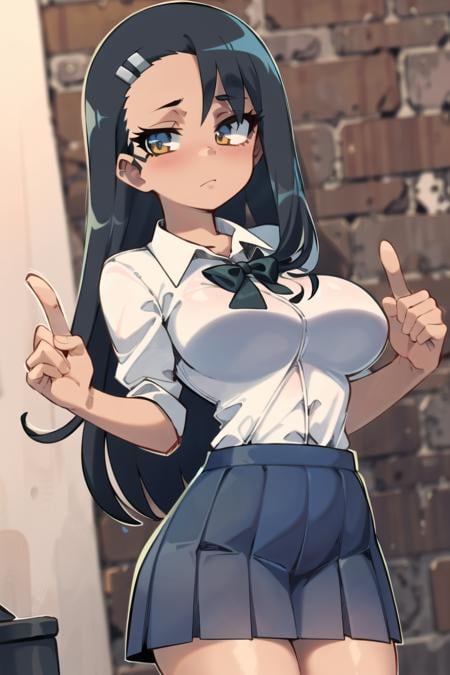 best quality, masterpiece, solo, 1girl,  <lora:gerph-10:1>, looking at viewer, outline, white shirt, skirt,, <lora:nagatoroHayase_nagatoroHayase:1>, nagatoro hayase,