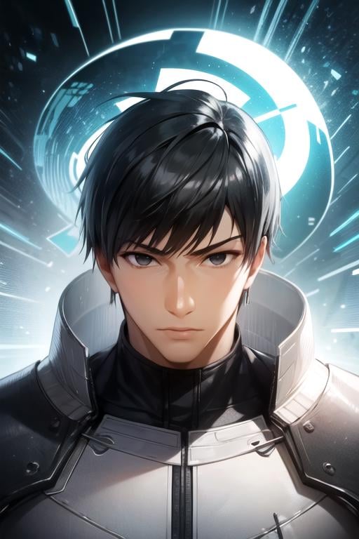 masterpiece, best quality, game cg, 1boy, solo, male focus, looking at viewer, upper body, , , realistic, <lora:koutarou_amon:0.74>, koutarou_amon, black hair, black eyes, native american costume, Telepathic species- Creatures with mesmerizing glowing patterns on their foreheads or pulsating brainwaves., High resolution