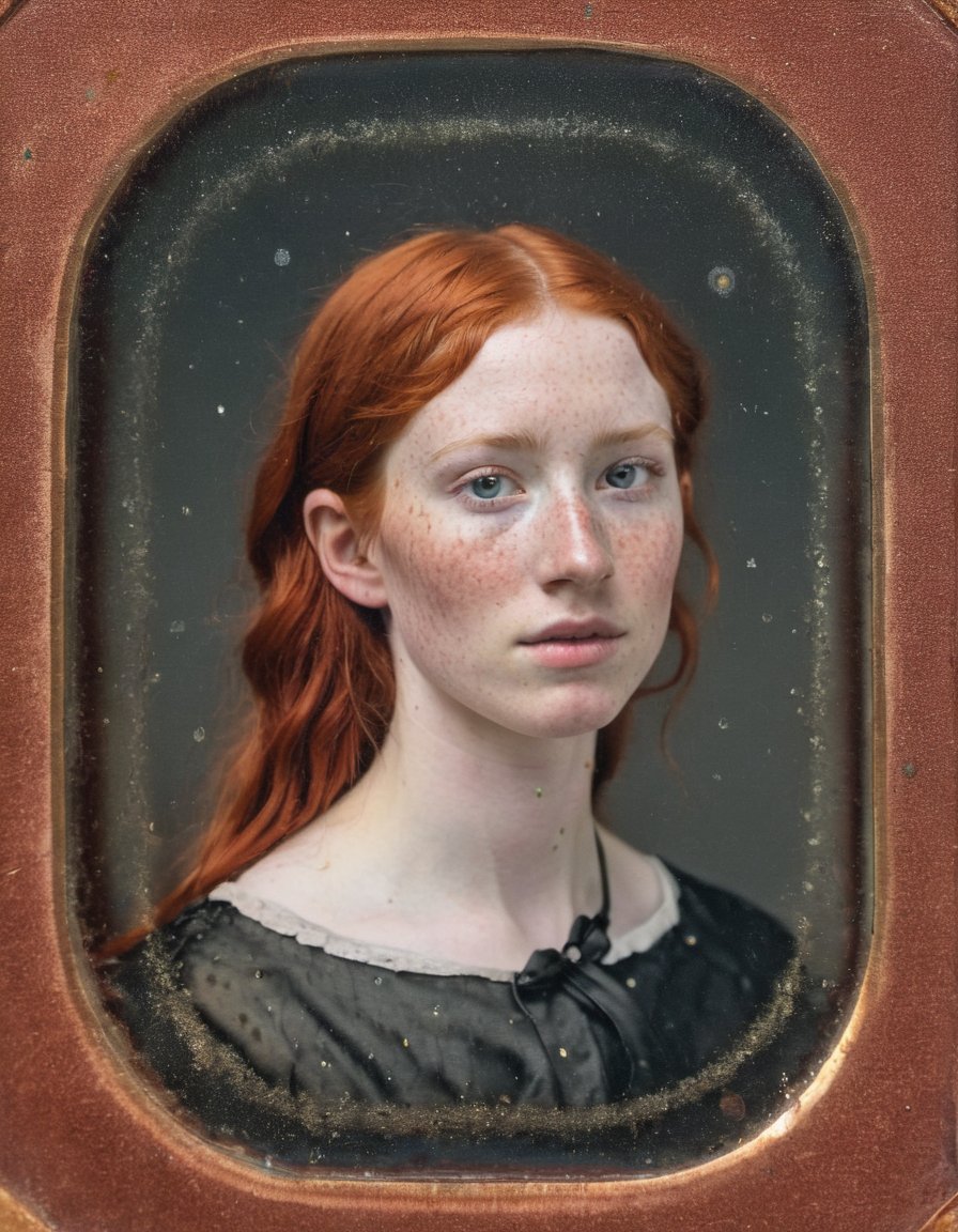 RAW photo of a woman, she is beautiful with red hair, freckles and pale skin, 8k, absurd res, award winning photo, dagtime