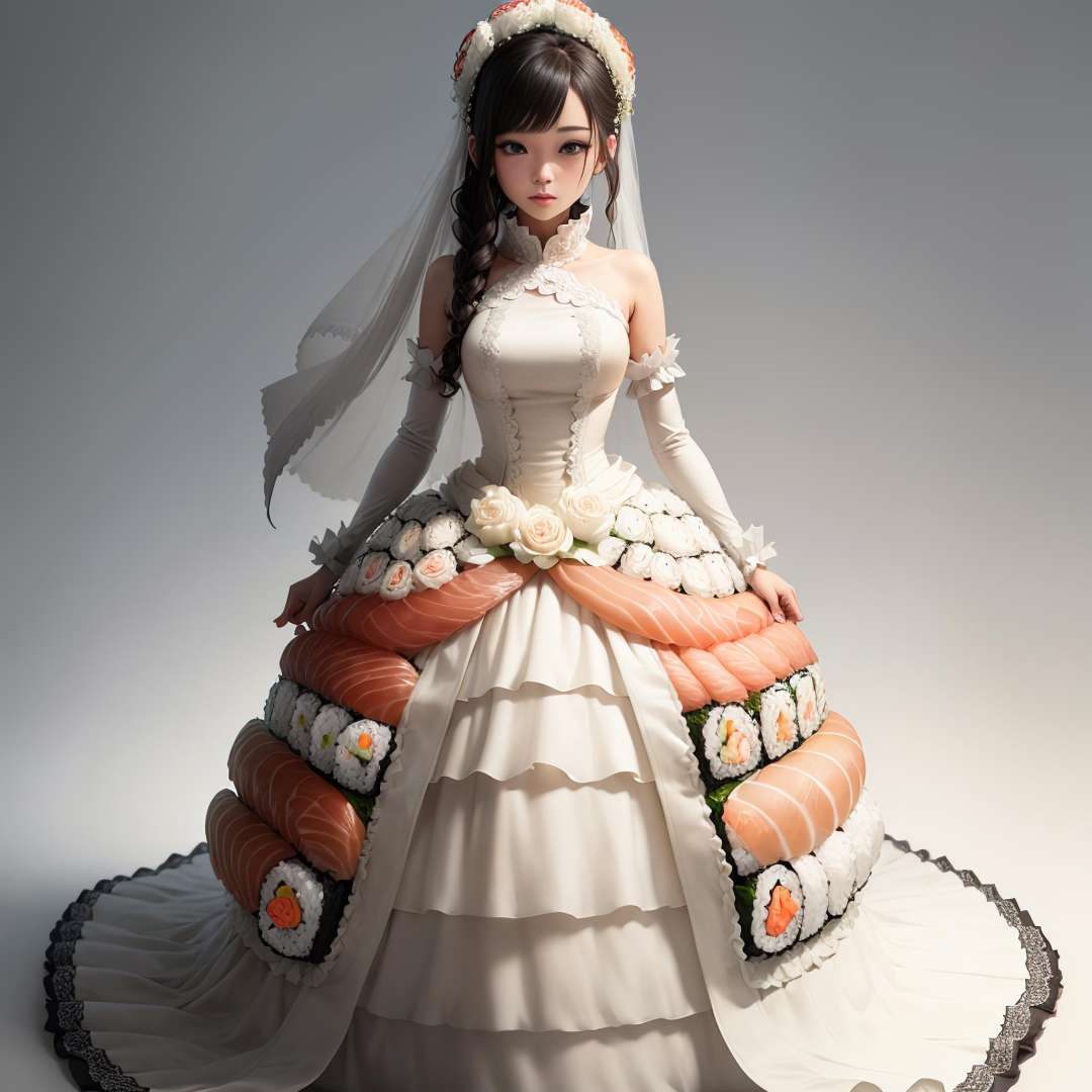 <lora:SushiStyle v1:1> SushiStyle wedding dress