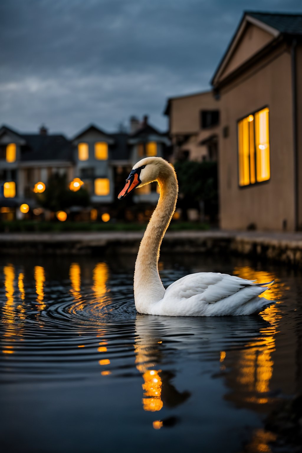 Swan, at Twilight, tilt shift, Cleancore, HDR, Mustafa Abdulhadi, involved in a project
