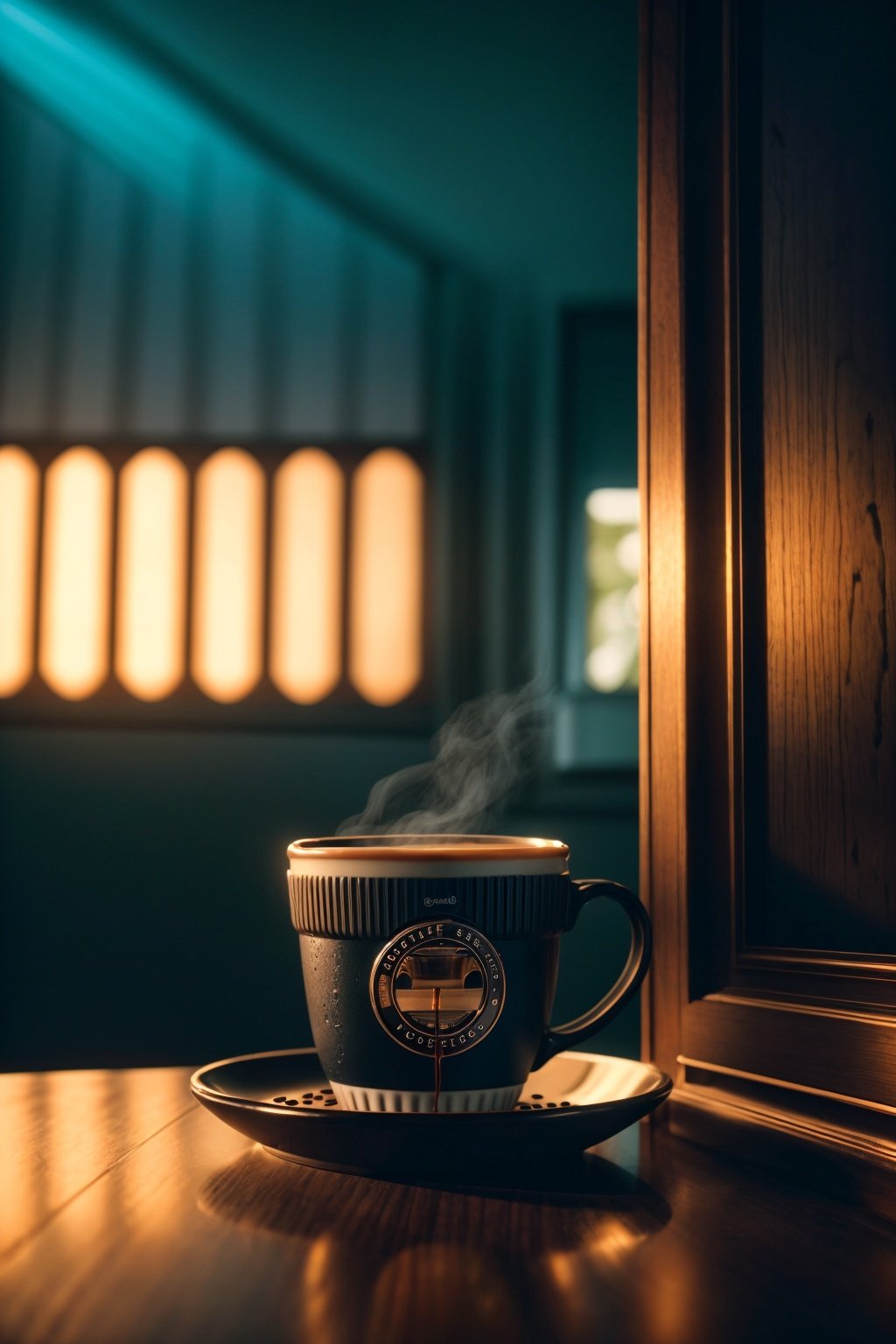  A cup of coffee, captured on analog film camera, with a direct gaze towards the viewer, beautiful dynamic dramatic dark moody lighting, strong sense of depth, rich shadows, and a cinematic atmosphere. Rendered using Octane, with an 8K resolution, it is a professional-grade, highly detailed image with desaturated colors. BREAK, 35mm photograph, it exhibits a grainy texture and a vignette effect, showcasing a vintage aesthetic reminiscent of Kodachrome and Lomography. The image appears worn and highly detailed, as if it were a discovered piece of old footage, shot by Leica M50 f/1.8., light master, Sky Fantasy