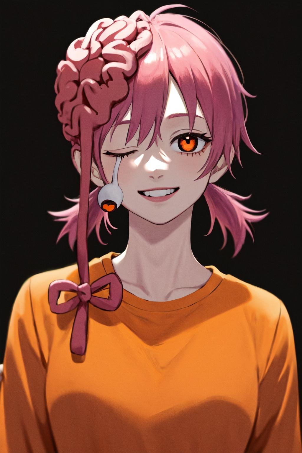 masterpiece, best quality, highres, 1girl halloween <lora:cosmo_halloween:1> smile, v, orange shirt